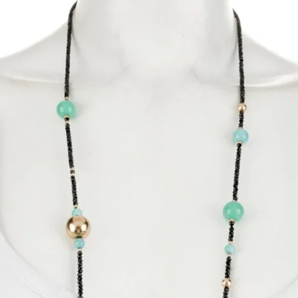 DAVID YURMAN 18K 750 AMAZONITE, CHRYSOPRASE & SPINEL BEAD STRAND NECKLACE